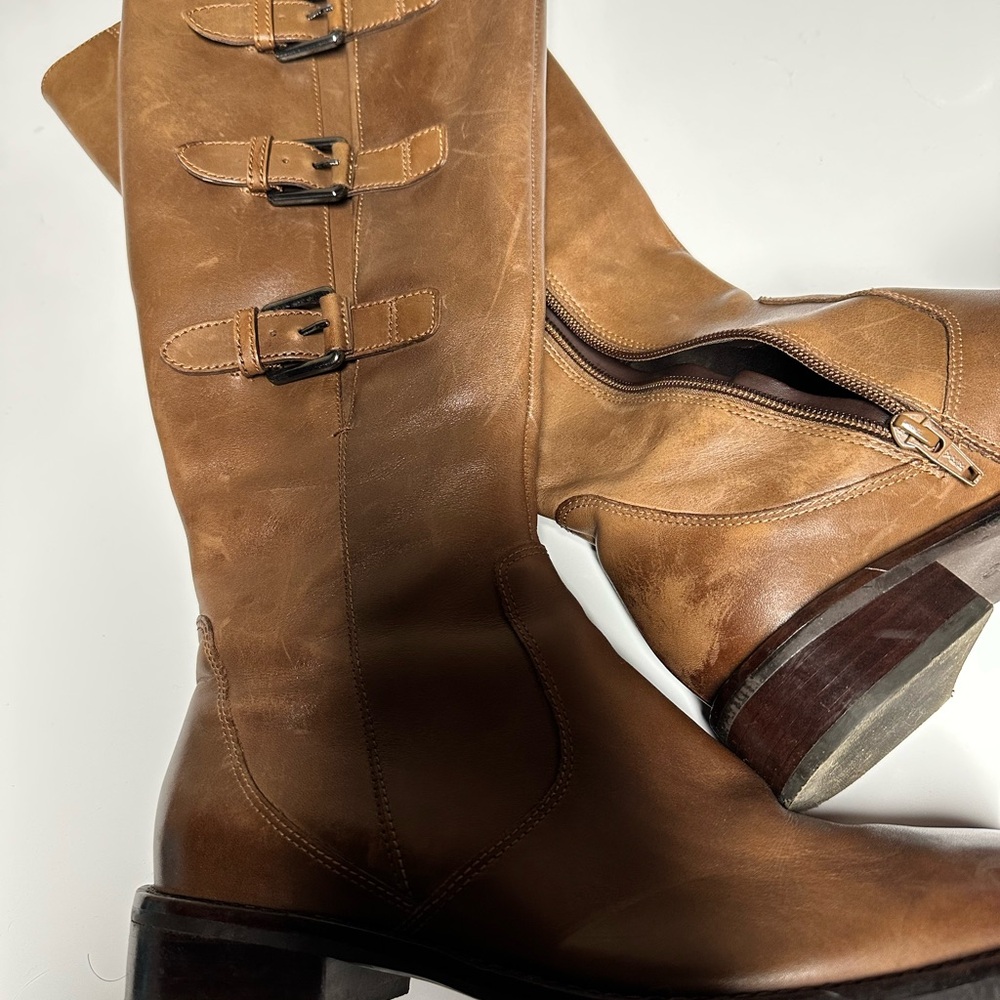 Ecco Tan Leather Heeled Boots